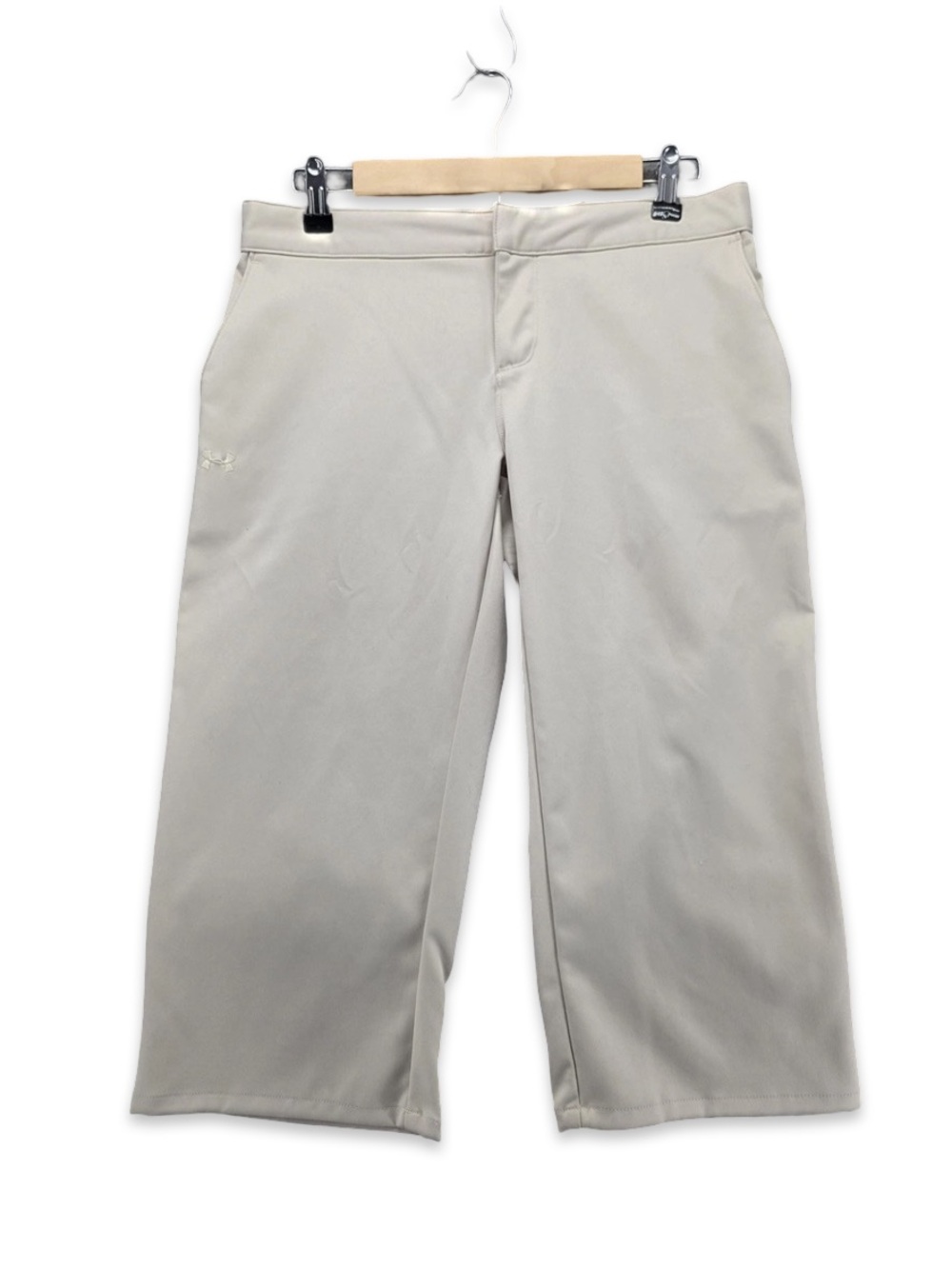 Under Armour Cropped Pants Womens 8 Beige  Zip Golf Active. NEW w/out Tags